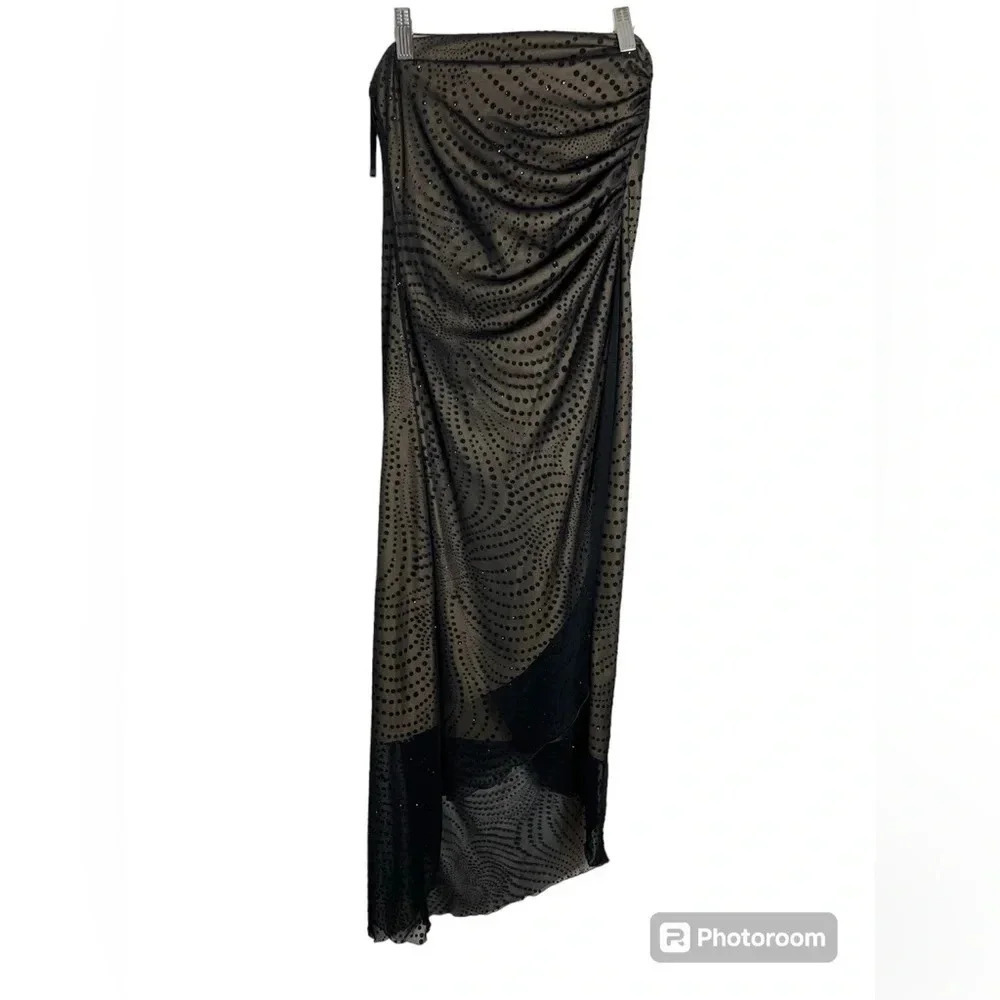 Vintage 90s BYER TOO! Formal Black Shear evening gown with liner Size Large